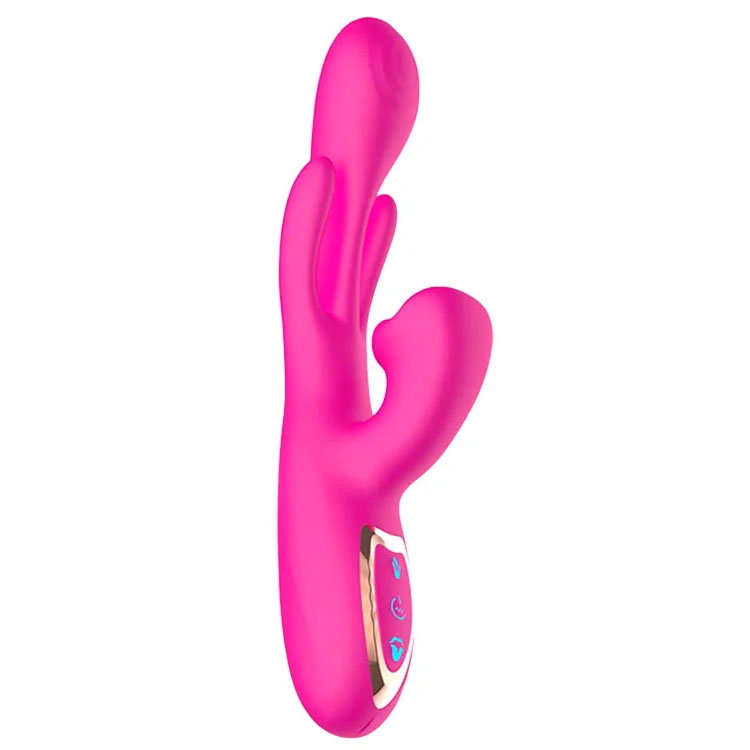 Adam & Eve The Hyper Wave pink dual-stimulation vibrator with curved shaft and flexible external arm